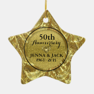 Black & Gold 50. Hochzeitsszenario zum Jubiläum 3 Keramikornament