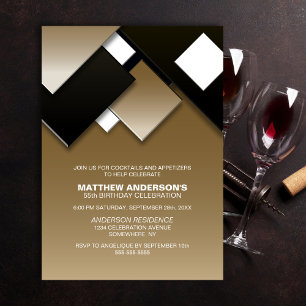 Black Gold 55. Cocktail Geburtstagsparty Einladung