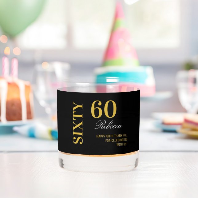 Black & Gold 60. Geburtstag Elegantes Cocktail Par Whiskyglas (Insitu (Geburtstag))