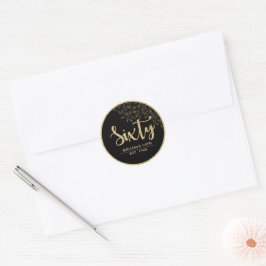 Black & Gold 60. Geburtstagsparty Gunst Sticker