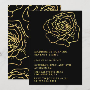 Black Gold 78. Geburtstagseinladungen Floral Einladung