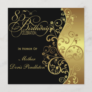Black & Gold 85. Geburtstagsparty Einladung