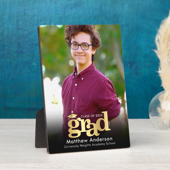 Black Gold Abschluss Foto Fett Typografie Moderne Fotoplatte (Von Creator hochgeladen)