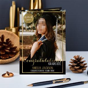 Black & Gold Abschluss Glückwunschkarte Karte