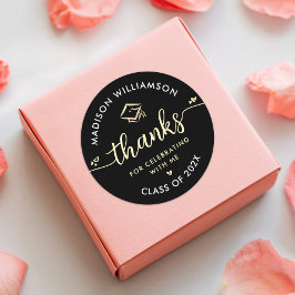 Black Gold Abschluss Modern Vielen Dank, dass Sie Runder Aufkleber