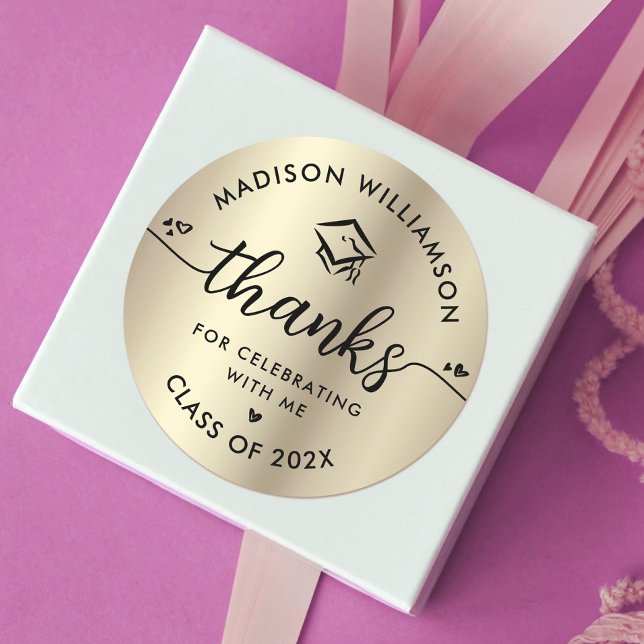 Black Gold Abschluss Vielen Dank für die moderne S Runder Aufkleber (Von Creator hochgeladen)