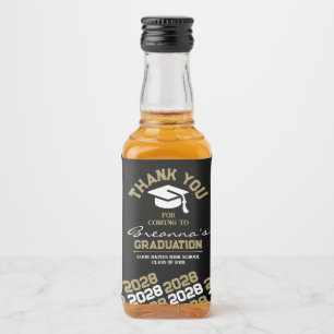 Black & Gold Abschluss Vielen Dank Mini Alkoholflaschenetikett