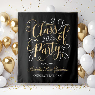 Black Gold Abschlussklasse 2026 Party-Abschlussfei Wandteppich