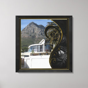 Black Gold Abstrakt Filigree Leinwanddruck