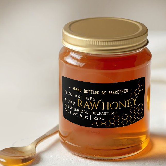 Black Gold Address Sized Honey Label mit Kamm (Von Creator hochgeladen)