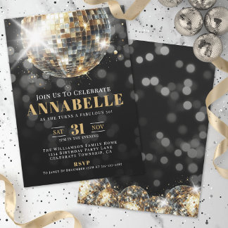 Black Gold Adult 50. Geburtstagsparty Einladung