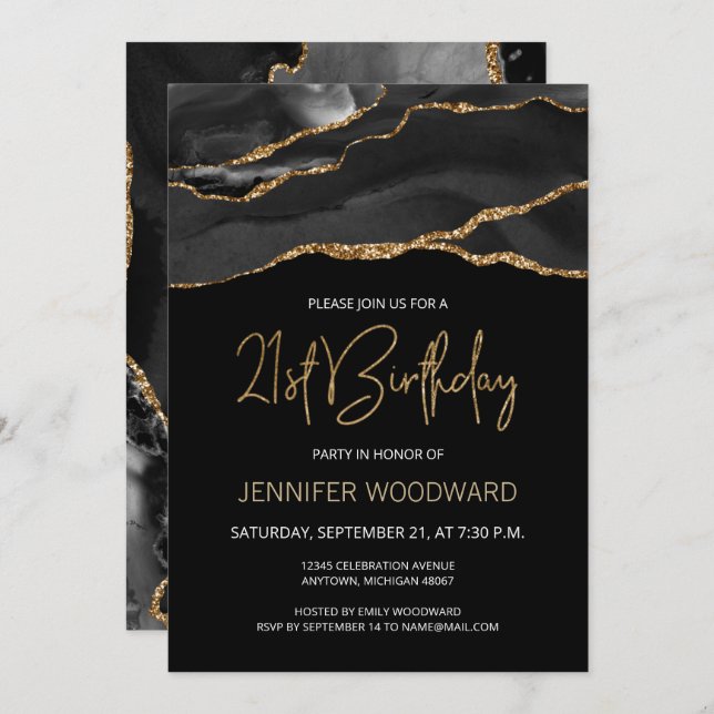 Black Gold Agate 21. Geburtstag Party (Vorne/Hinten)