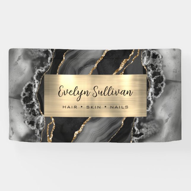 Black Gold Agate Banner (Horizontal)