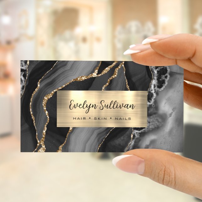 Black Gold Agate Business Card Visitenkarte (Von Creator hochgeladen)