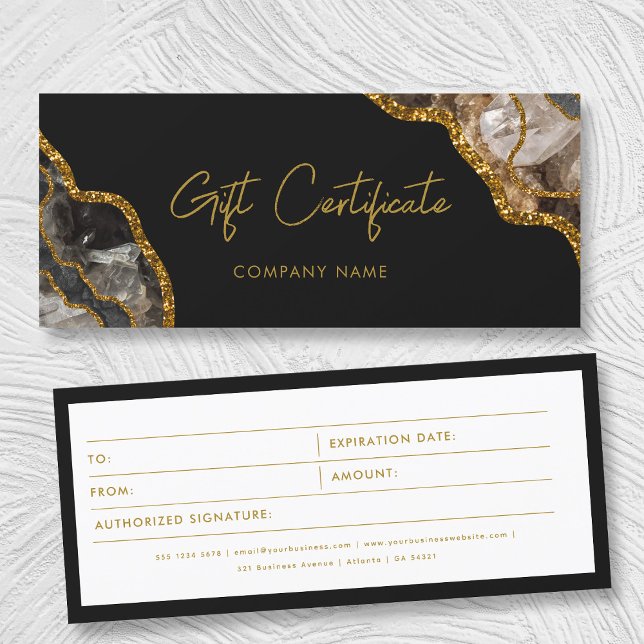 Black Gold Agate Business Geschenkgutschein (Black Gold Agate Business Gift Certificate Voucher)