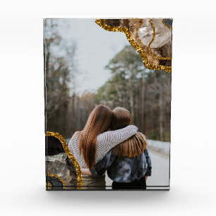 Black Gold Agate Geode Glitzer BESTE FREUNDIN Fami Fotoblock