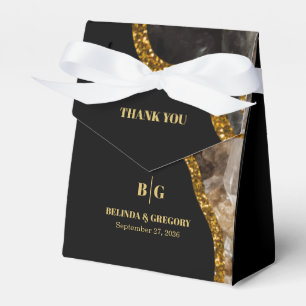 Black & Gold Agate Geode Glitzer Hochzeit Geschenkschachtel