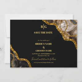 Black & Gold Agate Geode Glitzer Hochzeit Save The Date