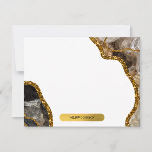 Black & Gold Agate Geode Glitzer Stationery Mitteilungskarte
