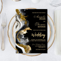 Black Gold Agate Marble Wedding