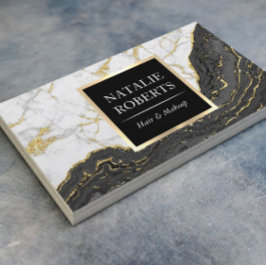 Black Gold Agate Moderne Marmorhaar Makeup Artist Visitenkarte