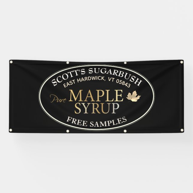 Black & Gold Ahornsirup Gold Leaf Farmer's Market Banner (Horizontal)