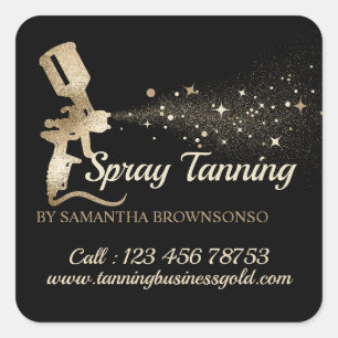 Black Gold Air Brush Paint Spray Mobile Tanning Quadratischer Aufkleber