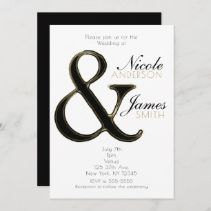 Black & Gold Ampersand Chic Hochzeitseinladungen Einladung