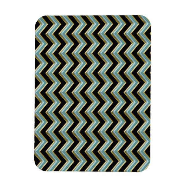 Black Gold Aquamarin ZigZag Magnet (Vertikal)