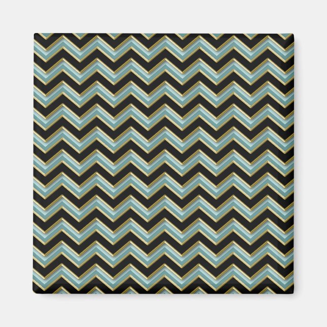 Black Gold Aquamarin ZigZag Magnet (Vorne)
