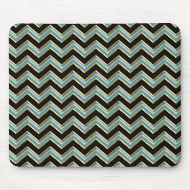 Black Gold Aquamarin ZigZag Mousepad (Vorne)