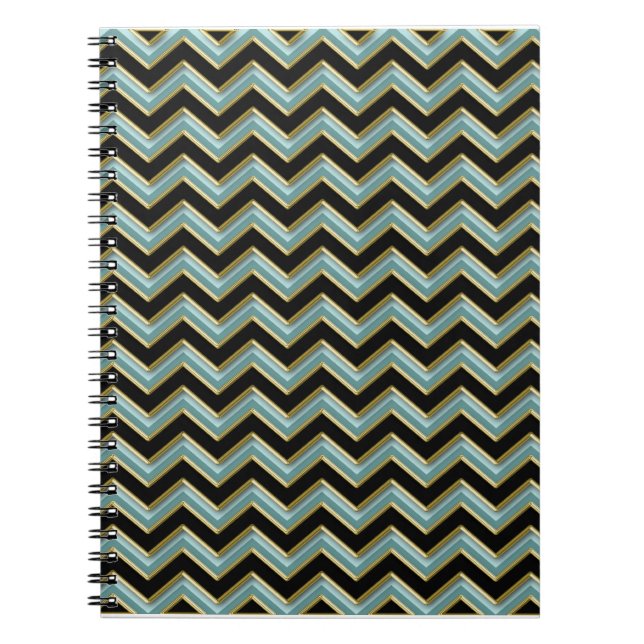 Black Gold Aquamarin ZigZag Notizblock (Vorderseite)