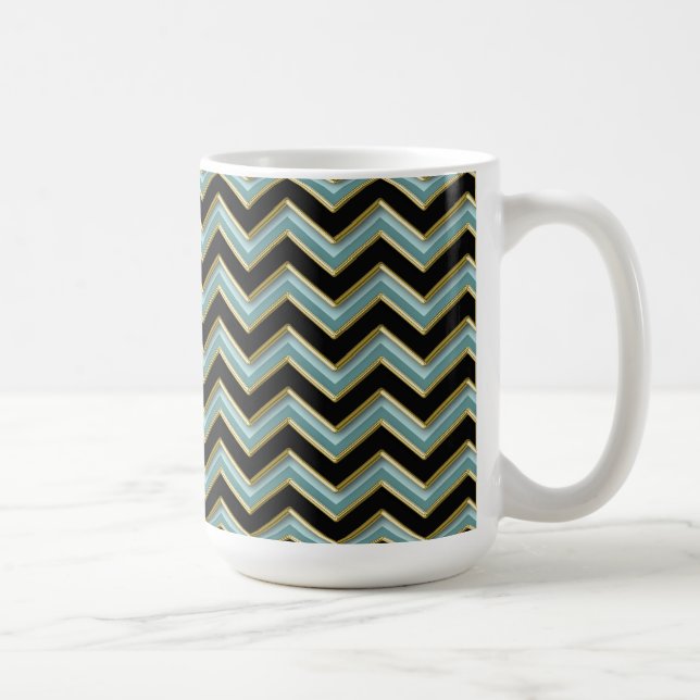 Black Gold Aquamarin ZigZag Tasse (Rechts)
