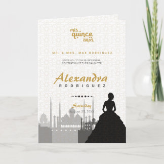 Black & Gold Arabian Quinceañera Foto Einladung