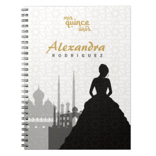 Black & Gold Arabian Quinceañera Notebook Notizblock