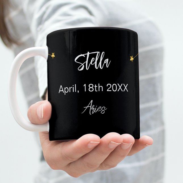 Black Gold Aries Sternkonstellation Geburtstag Kaffeetasse (Von Creator hochgeladen)