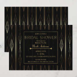 Black & Gold Art Deco Brautparty Einladung