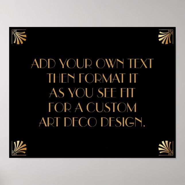 Black Gold Art Deco Custom DIY Wedding Sign Poster (Vorne)