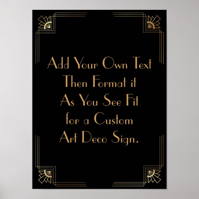 Black Gold Art Deco Custom DIY Wedding Sign Poster (Vorne)