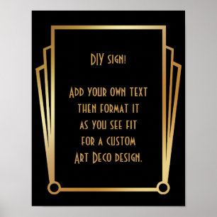 Black Gold Art Deco Custom DIY Wedding Sign Poster