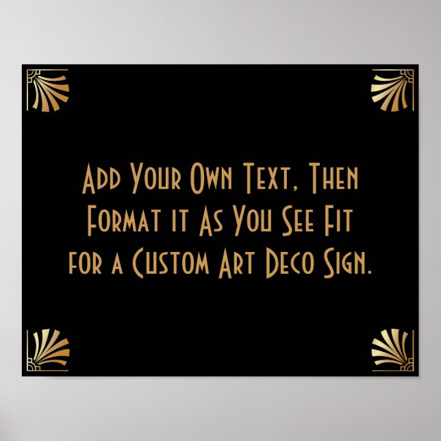 Black Gold Art Deco Custom DIY Wedding Sign Poster (Vorne)