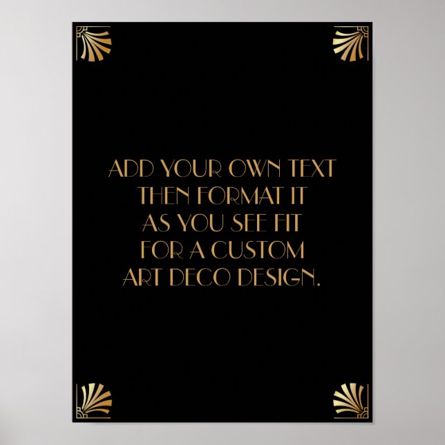 Black Gold Art Deco Custom DIY Wedding Sign Poster (Vorne)