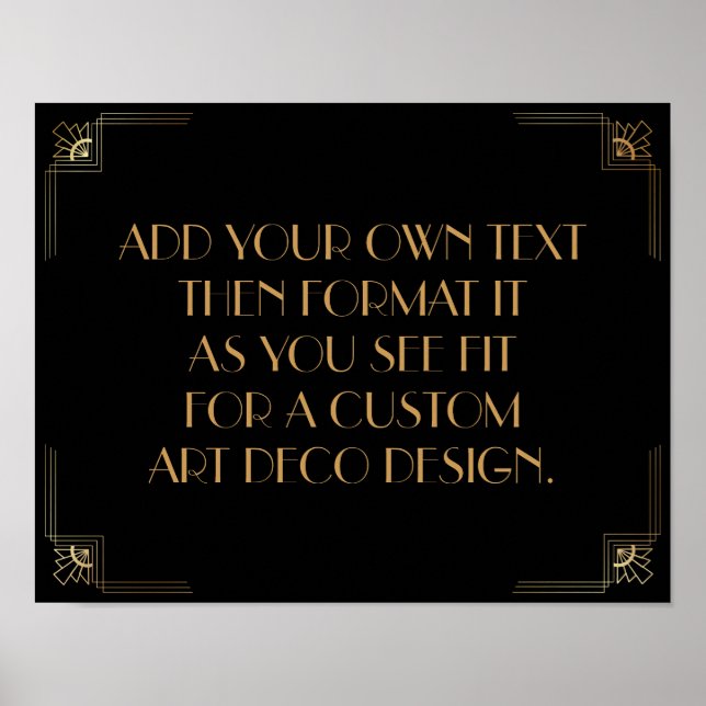 Black Gold Art Deco Custom DIY Wedding Sign Poster (Vorne)