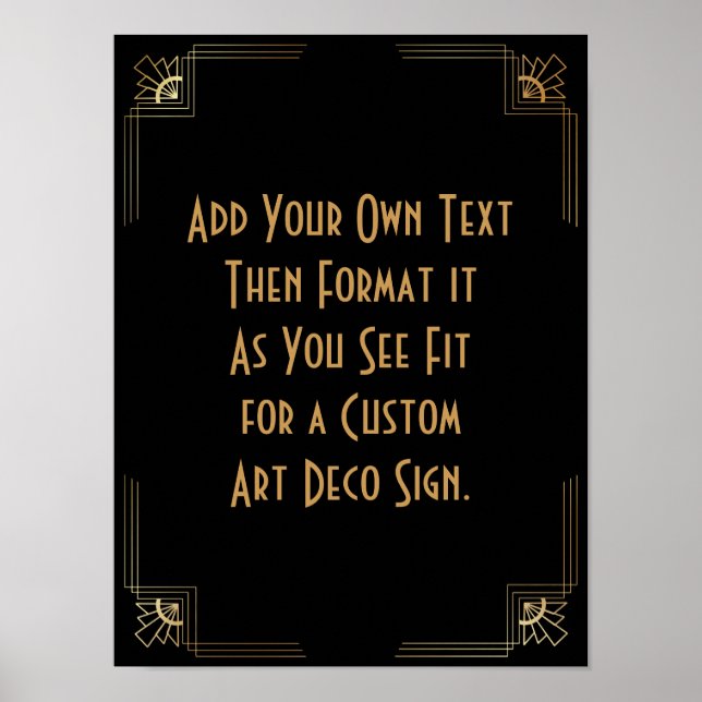 Black Gold Art Deco Custom DIY Wedding Sign Poster (Vorne)