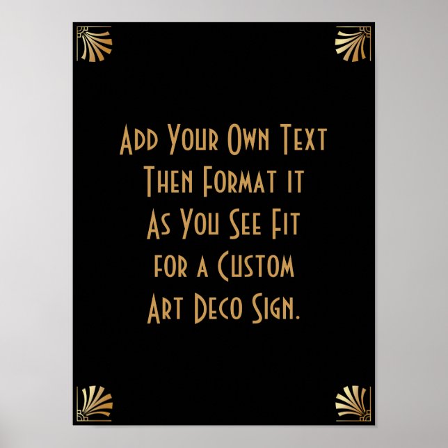 Black Gold Art Deco Custom DIY Wedding Sign Poster (Vorne)