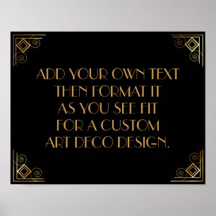 Black Gold Art Deco Custom DIY Wedding Sign Poster