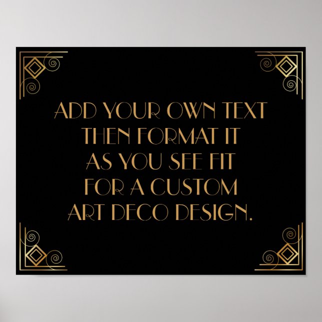 Black Gold Art Deco Custom DIY Wedding Sign Poster (Vorne)