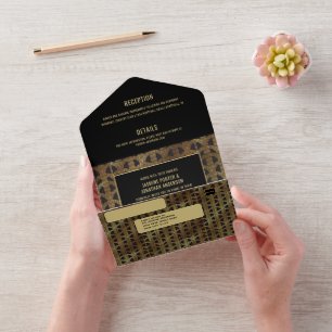 Black-Gold-Art-Deco-Gatsby-inspirierte Hochzeit All In One Einladung