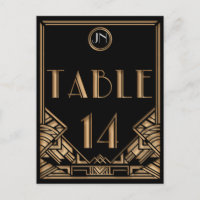 Black Gold Art Deco Gatsby Style Tischnummer 14