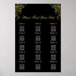 Black Gold Art Deco Hochzeitskarte Poster